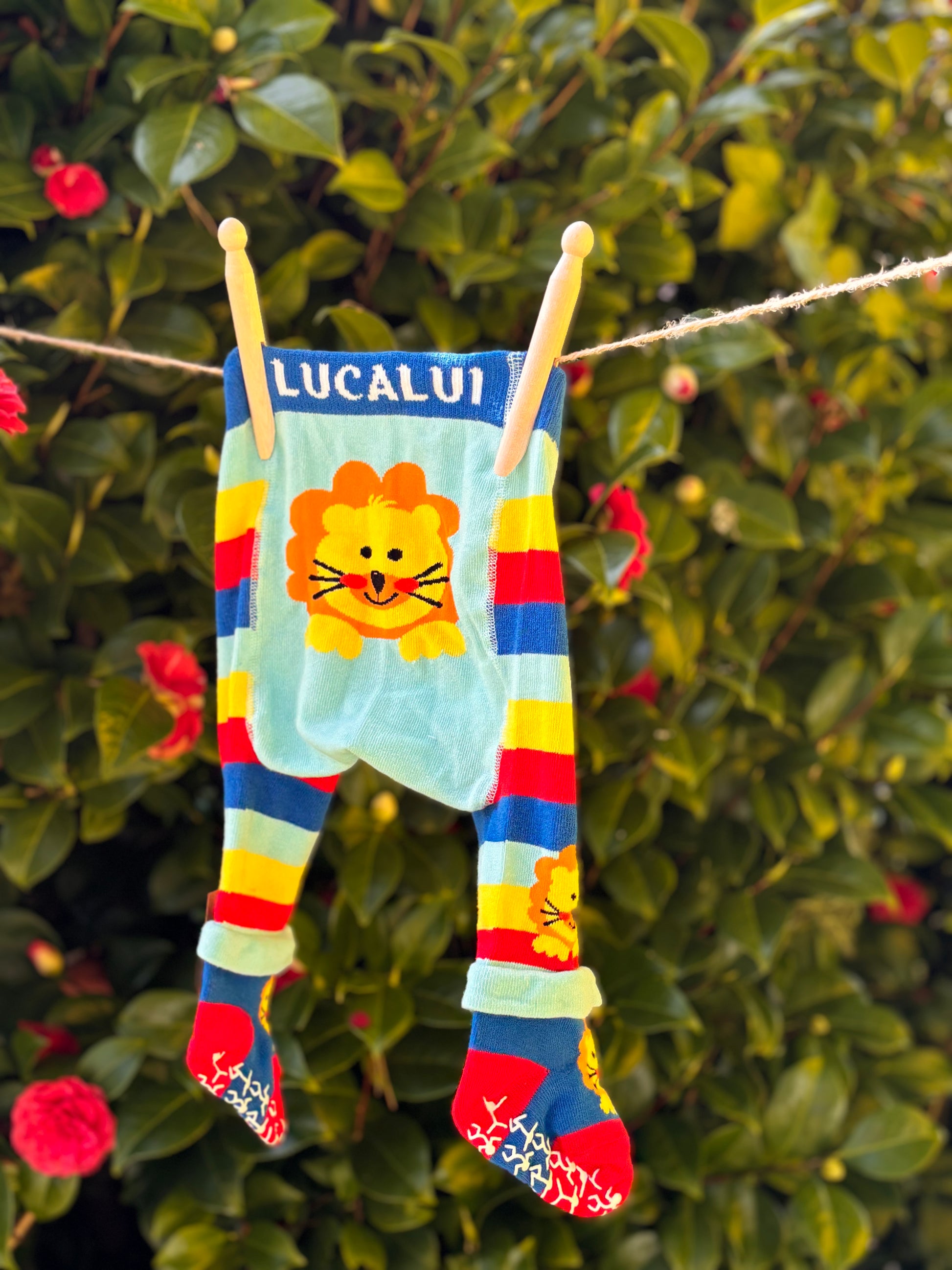 lucky lion baby leggings with socks